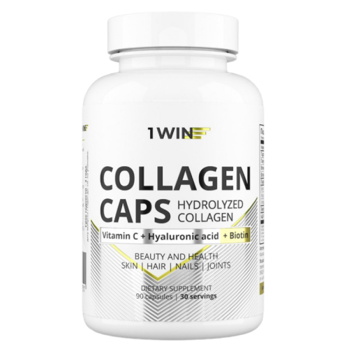 1WIN Коллаген с витамином С, гиалуроновой кислотой и биотином / Сollagen with vitamin C, hyaluronic acid and biotin капсулы массой 570 мг 90 шт 1WIN Коллаген с витамином С, гиалуроновой кислотой и биотином / Сollagen with vitamin C, hyaluronic acid and biotin капсулы массой 570 мг 90 шт