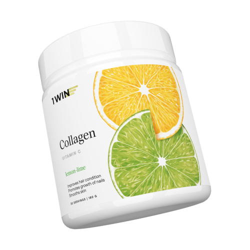 1WIN Коллаген + витамин С / Collagen + Vitamin C Лимон-Лайм порошок банка 180г 30 порций 1WIN Коллаген + витамин С / Collagen + Vitamin C Лимон-Лайм порошок банка 180г 30 порций