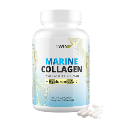 1WIN Морской коллаген с витамином С и гиалуроновой кислотой / Marine collagen with Vitamin C and Hyaluronic acid капсулы массой 475 мг 155 шт 1WIN Морской коллаген с витамином С и гиалуроновой кислотой / Marine collagen with Vitamin C and Hyaluronic acid капсулы массой 475 мг 155 шт