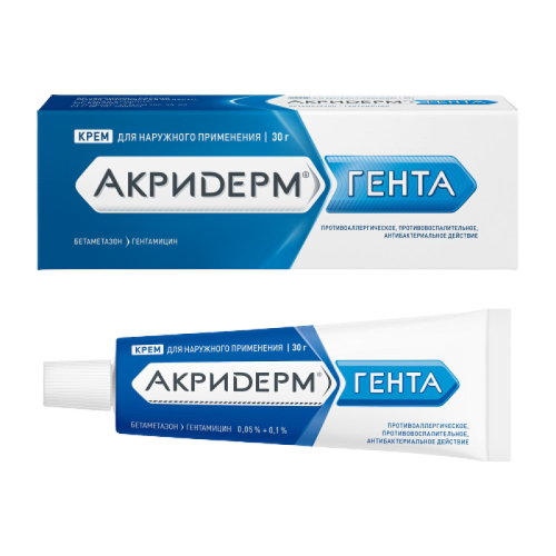 Акридерм Гента крем для наружного применения 0,05%+0,1% 30 г 1 шт Акридерм Гента крем для наружного применения 0,05%+0,1% 30 г 1 шт