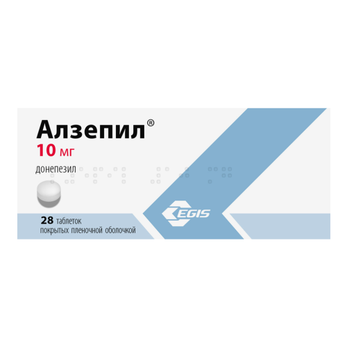 Алзепил таблетки покрыт.плен.об. 10 мг 28 шт Алзепил таблетки покрыт.плен.об. 10 мг 28 шт