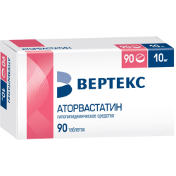 Аторвастатин-Вертекс таблетки покрыт.плен.об. 10 мг 90 шт Аторвастатин-Вертекс таблетки покрыт.плен.об. 10 мг 90 шт