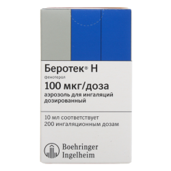 Беротек Н аэрозоль для ингаляций 100 мкг/доза 200 доз 1 шт Беротек Н аэрозоль для ингаляций 100 мкг/доза 200 доз 1 шт