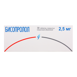 Бисопролол таблетки покрыт.плен.об. 2,5 мг 30 шт Бисопролол таблетки покрыт.плен.об. 2,5 мг 30 шт
