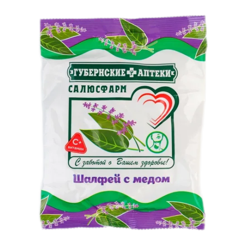 Бон-бон леденец карамель с вит С га шалфей-мед 60г Бон-бон леденец карамель с вит С га шалфей-мед 60г