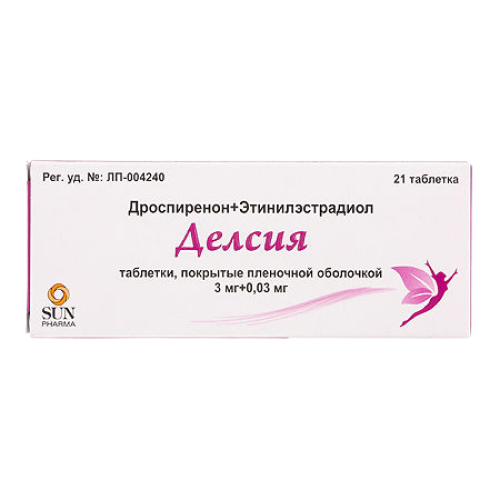 Делсия таблетки покрыт.плен.об. 3 мг+0,03 мг 21 шт