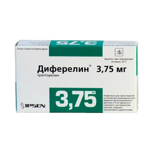 Диферелин лиофилизат д/приг суспензии для в/м введ пролонг действия 3,75 мг фл 1 шт Диферелин лиофилизат д/приг суспензии для в/м введ пролонг действия 3,75 мг фл 1 шт