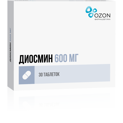 Диосмин таблетки покрыт.плен.об. 600 мг 30 шт Диосмин таблетки покрыт.плен.об. 600 мг 30 шт
