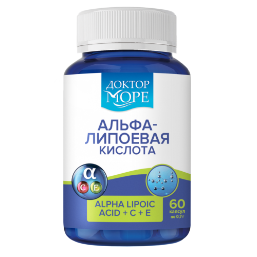 Доктор Море Альфа-липоевая кислота/Alpha&nbsp;Lipoic&nbsp;acid +С+E капсулы по 0,7&nbsp;г 60 шт
