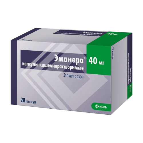Эманера капсулы кишечнорастворимые 40 мг 28 шт Эманера капсулы кишечнорастворимые 40 мг 28 шт