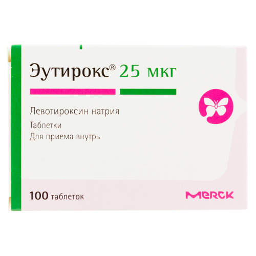 Эутирокс таблетки 25 мкг 100 шт Эутирокс таблетки 25 мкг 100 шт