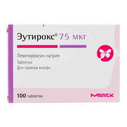 Эутирокс таблетки 75 мкг 100 шт Эутирокс таблетки 75 мкг 100 шт