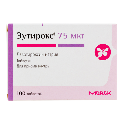 Эутирокс таблетки 75 мкг 100 шт Эутирокс таблетки 75 мкг 100 шт