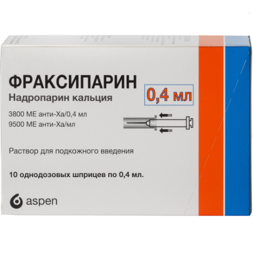 Фраксипарин раствор для п/к введ 9500 анти-ха ме/мл 0,4 мл шприцы 10 шт Фраксипарин раствор для п/к введ 9500 анти-ха ме/мл 0,4 мл шприцы 10 шт