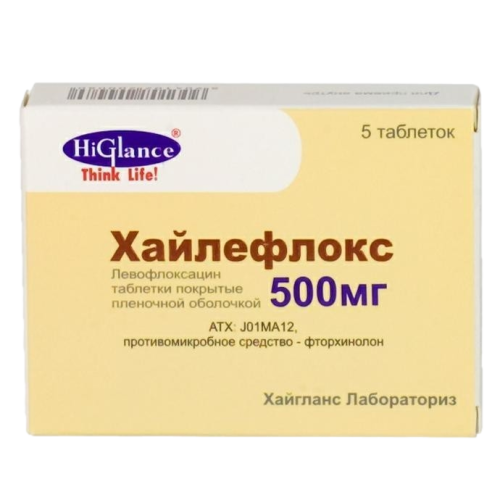 Хайлефлокс таблетки покрыт.плен.об. 500 мг 5 шт Хайлефлокс таблетки покрыт.плен.об. 500 мг 5 шт