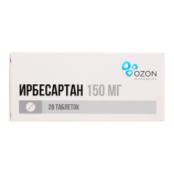 Ирбесартан таблетки покрыт.плен.об. 150 мг 28 шт Ирбесартан таблетки покрыт.плен.об. 150 мг 28 шт