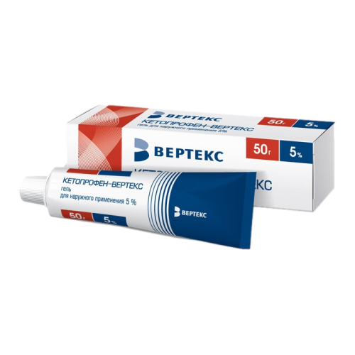 Кетопрофен-Вертекс гель для наружного применения 5 % 50 г 1 шт Кетопрофен-Вертекс гель для наружного применения 5 % 50 г 1 шт