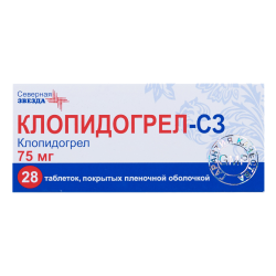 Клопидогрел-СЗ таблетки покрыт.плен.об. 75 мг 28 шт Клопидогрел-СЗ таблетки покрыт.плен.об. 75 мг 28 шт