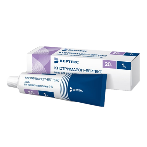Клотримазол-Вертекс мазь для наружного применения 1 % 20 г 1 шт Клотримазол-Вертекс мазь для наружного применения 1 % 20 г 1 шт