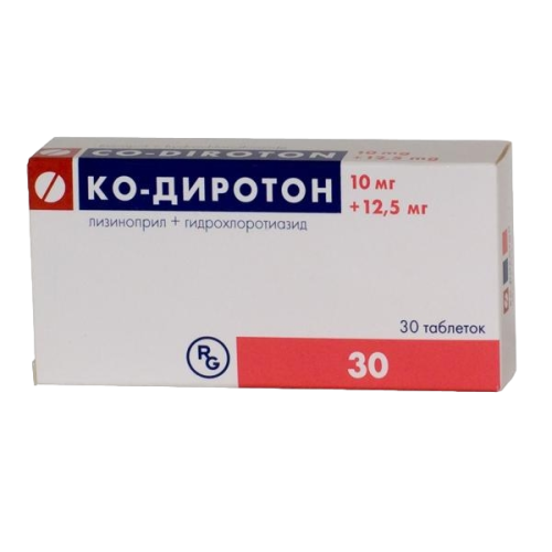 Ко-Диротон таблетки 12,5 мг+10 мг 30 шт Ко-Диротон таблетки 12,5 мг+10 мг 30 шт
