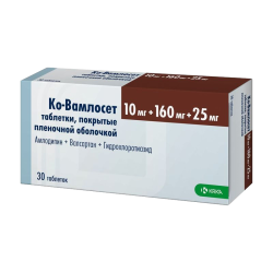 Ко-Вамлосет таблетки покрыт.плен.об. 10 мг+160 мг+25 мг 30 шт Ко-Вамлосет таблетки покрыт.плен.об. 10 мг+160 мг+25 мг 30 шт