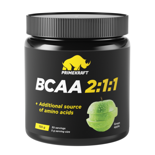 Комплекс аминокислот БЦАА 2:1:1/ВСAА 2:1:1 Prime Kraft со вкусом зеленое яблоко порошок банка 150 г 1 шт