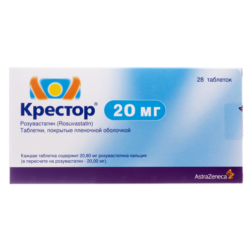 Крестор таблетки покрыт.плен.об. 20 мг 28 шт Крестор таблетки покрыт.плен.об. 20 мг 28 шт