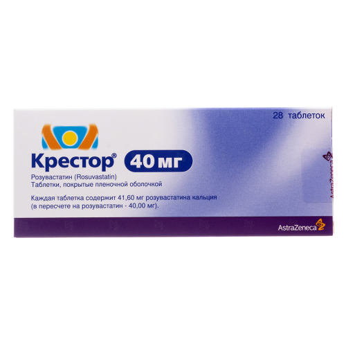 Крестор таблетки покрыт.плен.об. 40 мг 28 шт Крестор таблетки покрыт.плен.об. 40 мг 28 шт