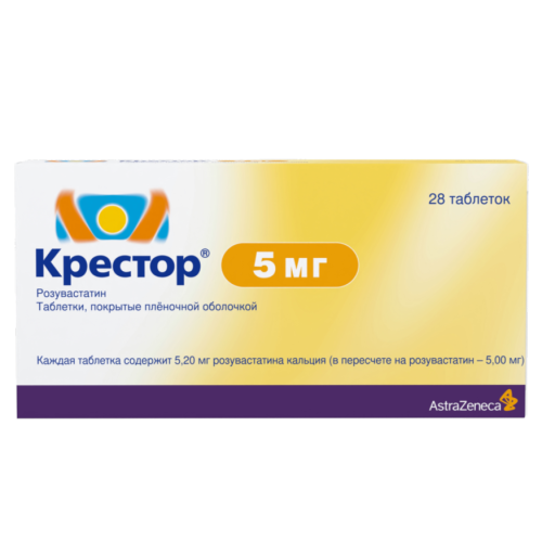 Крестор таблетки покрыт.плен.об. 5 мг 28 шт Крестор таблетки покрыт.плен.об. 5 мг 28 шт