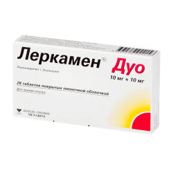 Леркамен Дуо таблетки покрыт.плен.об. 10 мг+10 мг 28 шт Леркамен Дуо таблетки покрыт.плен.об. 10 мг+10 мг 28 шт