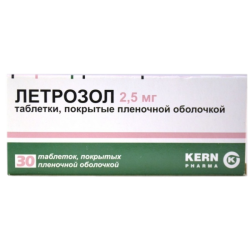 Летрозол таблетки покрыт.плен.об. 2,5 мг 30 шт Летрозол таблетки покрыт.плен.об. 2,5 мг 30 шт