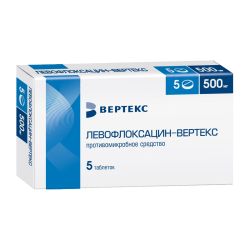 Левофлоксацин-Вертекс таблетки покрыт.плен.об. 500 мг 5 шт Левофлоксацин-Вертекс таблетки покрыт.плен.об. 500 мг 5 шт