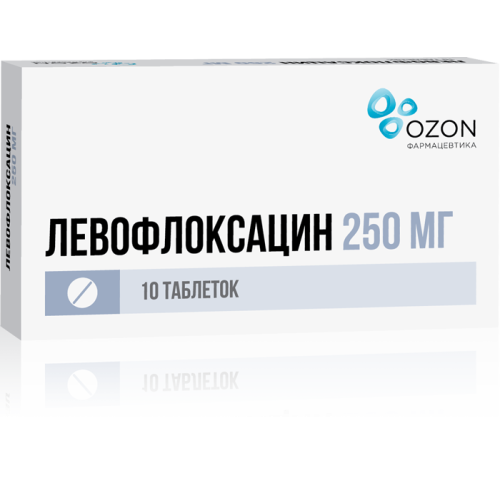Левофлоксацин таблетки покрыт.плен.об. 250 мг 10 шт Левофлоксацин таблетки покрыт.плен.об. 250 мг 10 шт