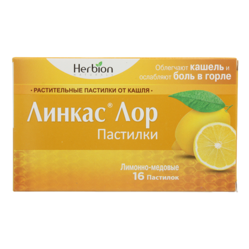 Линкас Лор пастилки мед-лимон 16 шт.