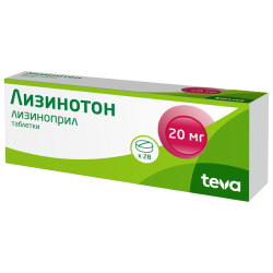 Лизинотон таблетки 20 мг 28 шт Лизинотон таблетки 20 мг 28 шт