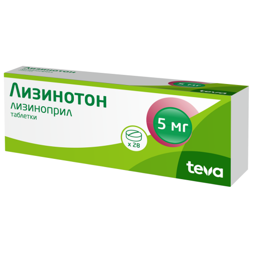 Лизинотон таблетки 5 мг 28 шт Лизинотон таблетки 5 мг 28 шт