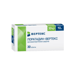 Лоратадин-Вертекс таблетки 10 мг 30 шт Лоратадин-Вертекс таблетки 10 мг 30 шт