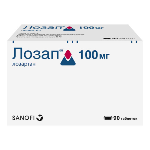 Лозап таблетки покрыт.плен.об. 100 мг 90 шт