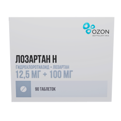 Лозартан-Н таблетки покрыт.плен.об. 12,5 мг+100 мг 90 шт Лозартан-Н таблетки покрыт.плен.об. 12,5 мг+100 мг 90 шт