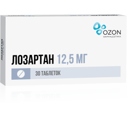 Лозартан таблетки покрыт.плен.об. 12,5 мг 30 шт Лозартан таблетки покрыт.плен.об. 12,5 мг 30 шт