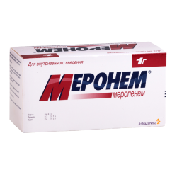 Меронем порошок д/приг раствора для в/в введ 1 г 10 шт Меронем порошок д/приг раствора для в/в введ 1 г 10 шт