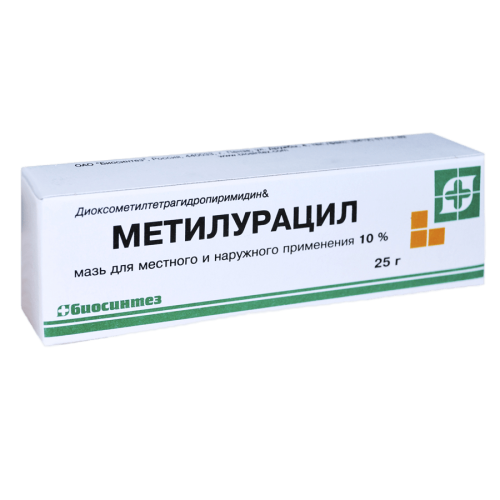 Метилурацил мазь для местного и наружного применения 10 % 25 г 1 шт Метилурацил мазь для местного и наружного применения 10 % 25 г 1 шт