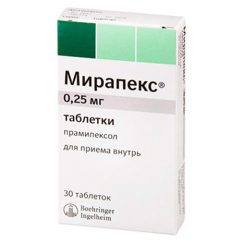 Мирапекс таблетки 0,25 мг 30 шт Мирапекс таблетки 0,25 мг 30 шт
