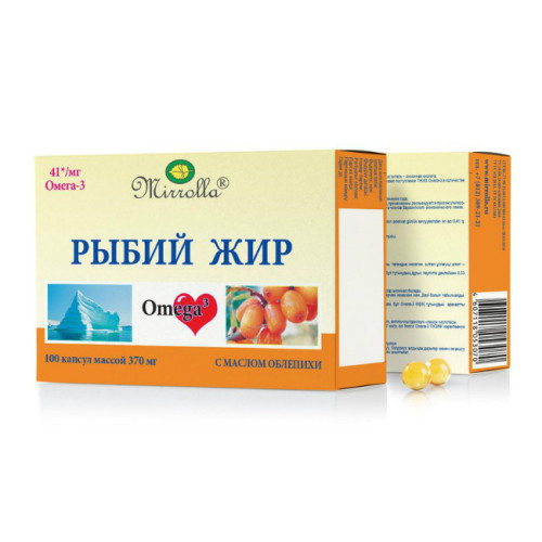 Mirrolla Рыбий жир с маслом облепихой капсулы массой 370 мг 100 шт Mirrolla Рыбий жир с маслом облепихой капсулы массой 370 мг 100 шт