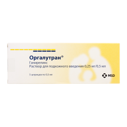 Оргалутран раствор для п/к введ 0,25 мг/0,5 мл 0,5 мл шприцы 5 шт Оргалутран раствор для п/к введ 0,25 мг/0,5 мл 0,5 мл шприцы 5 шт