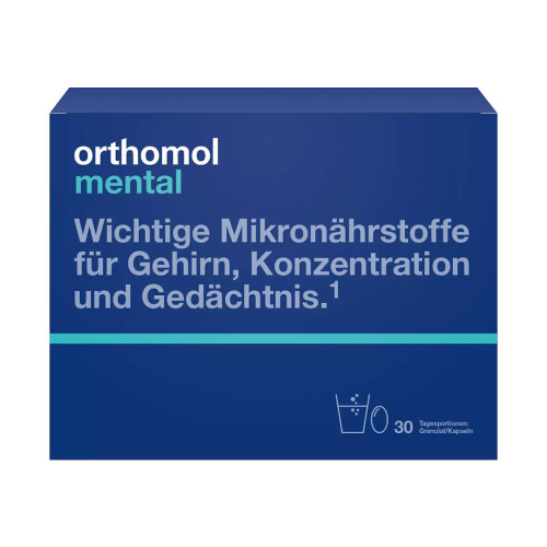 Orthomol Mental/Ортомол Ментал курс 30 дней набор порошок массой 14 г+капсулы массой 683 мг+996,5 мг 1 уп Orthomol Mental/Ортомол Ментал курс 30 дней набор порошок массой 14 г+капсулы массой 683 мг+996,5 мг 1 уп
