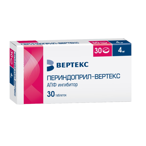 Периндоприл-Вертекс таблетки 4 мг 30 шт Периндоприл-Вертекс таблетки 4 мг 30 шт