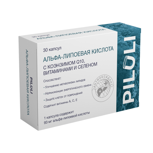 PILULI Альфа-липоевая кислота с коэнзимом Q10,витаминами и селеном капсулы по 435 мг 30 шт