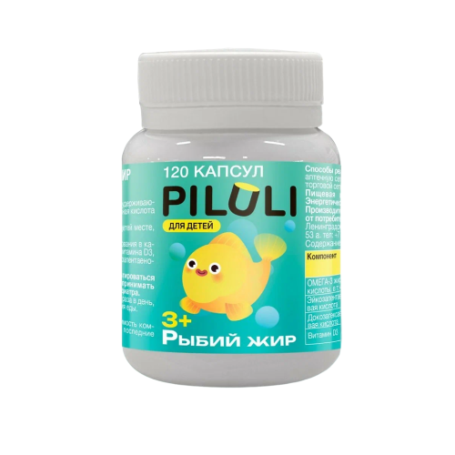 PILULI Детский рыбий жир Kids Fish Oil капсулы по 0,2 г 3+ 120 шт