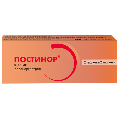 Постинор таблетки 0,75 мг 2 шт Постинор таблетки 0,75 мг 2 шт
